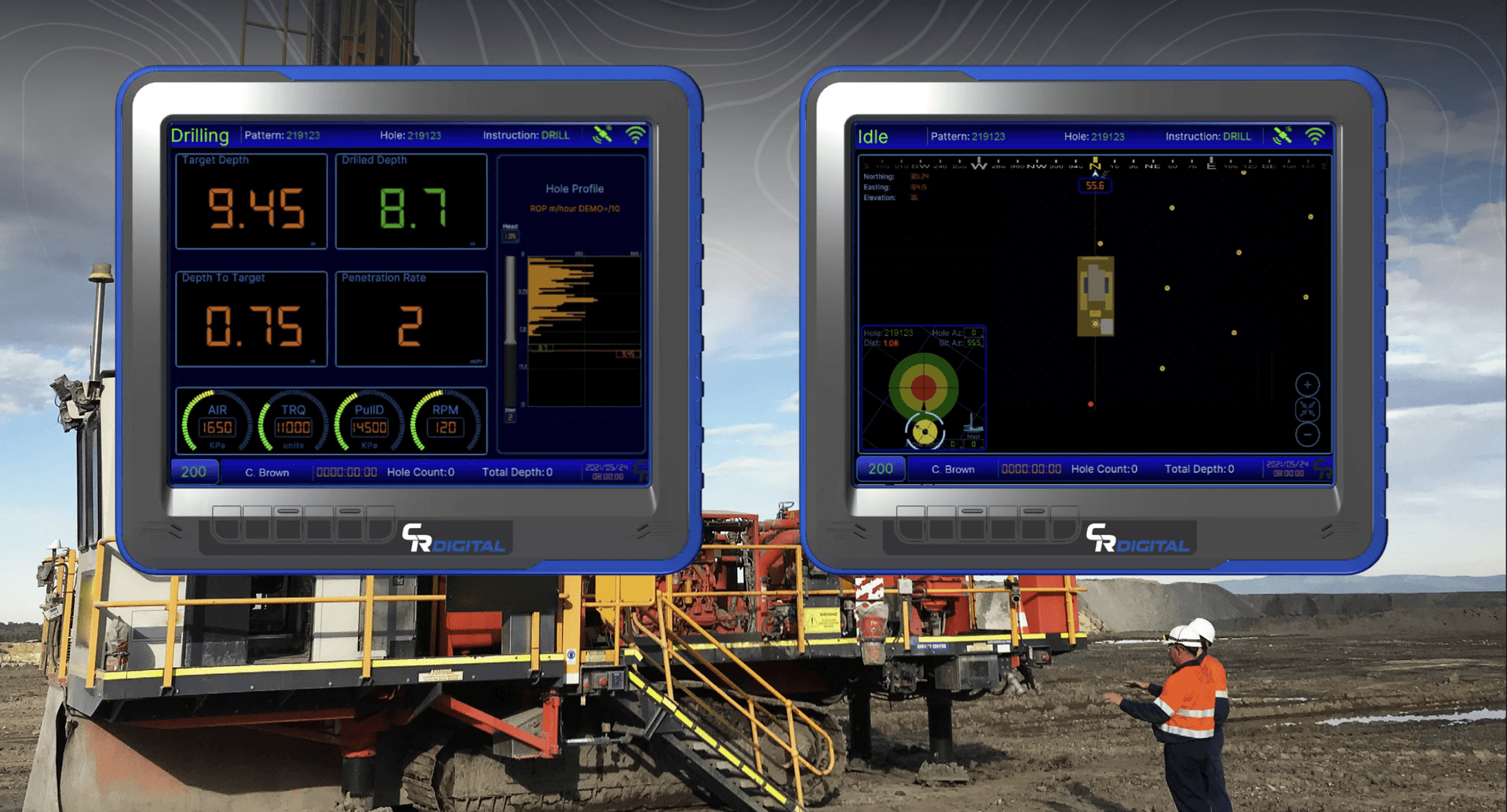 CR Digital Thunderbird 1110 system installed on a rotary blast drill.